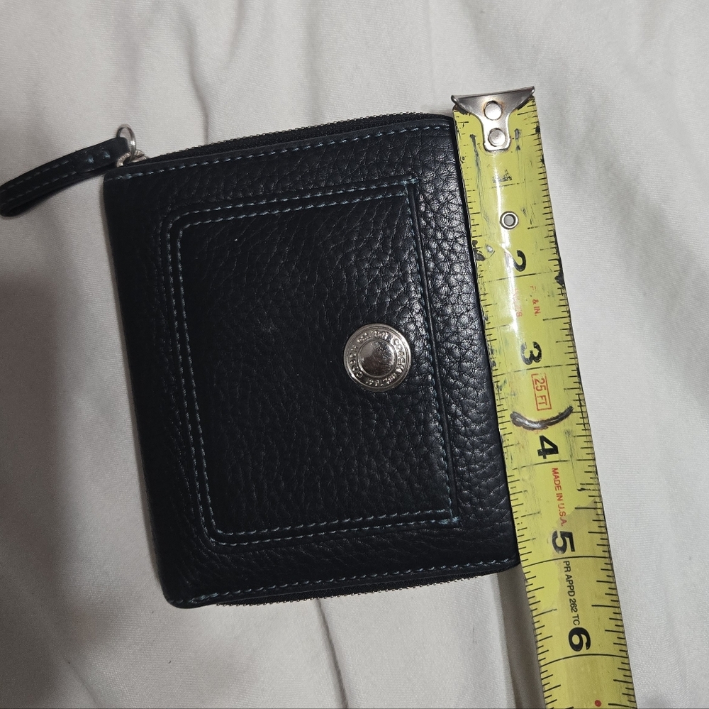 Coach Black Leather Small Wallet with Teal Stitching - Picture 12 of 13